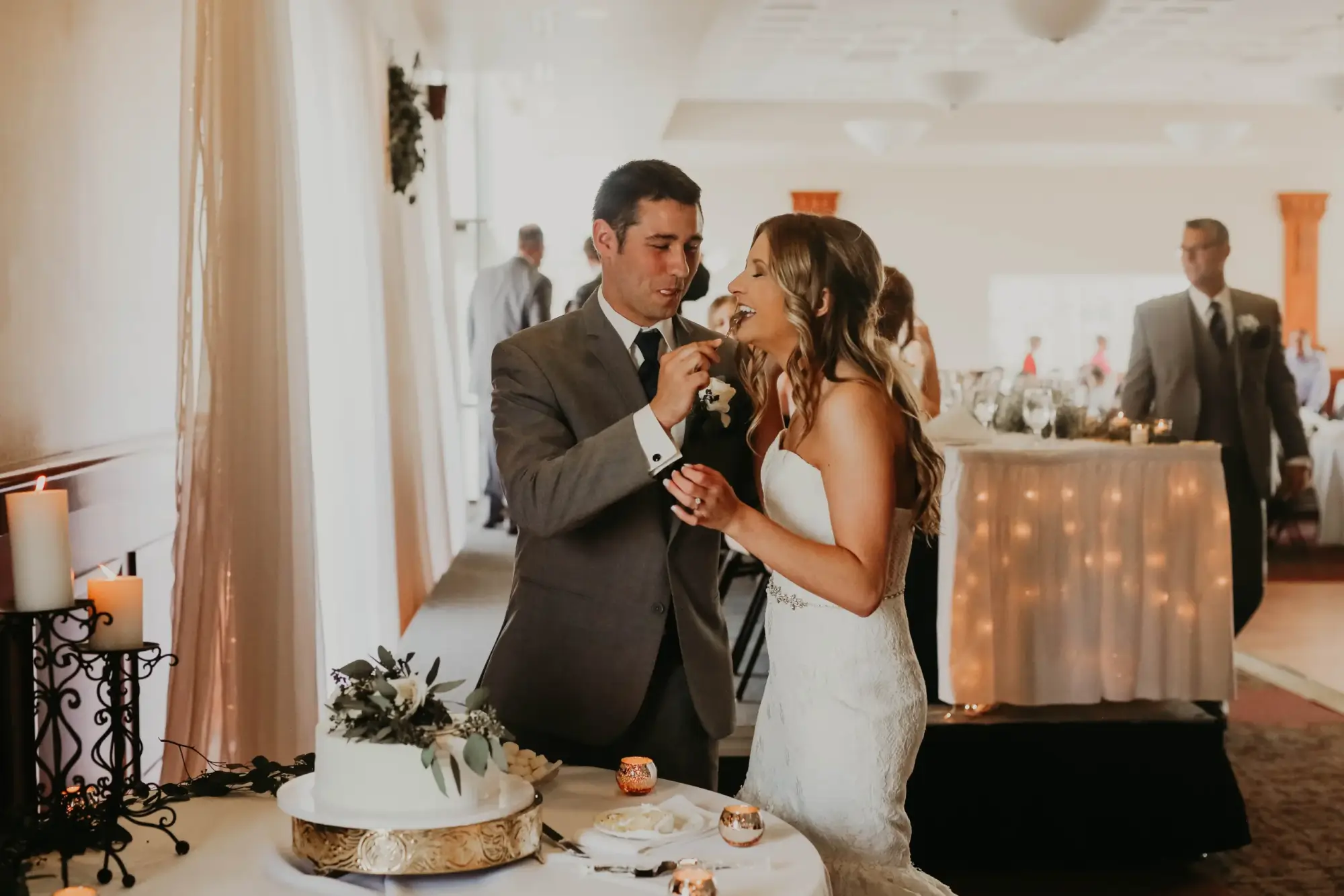 bride and groom on wedding day